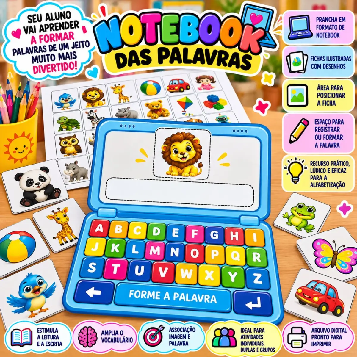 Notebook das Palavras – Recurso de Alfabetização Anos Iniciais — Alfabetização para Educação Infantil: Recurso pedagógico…