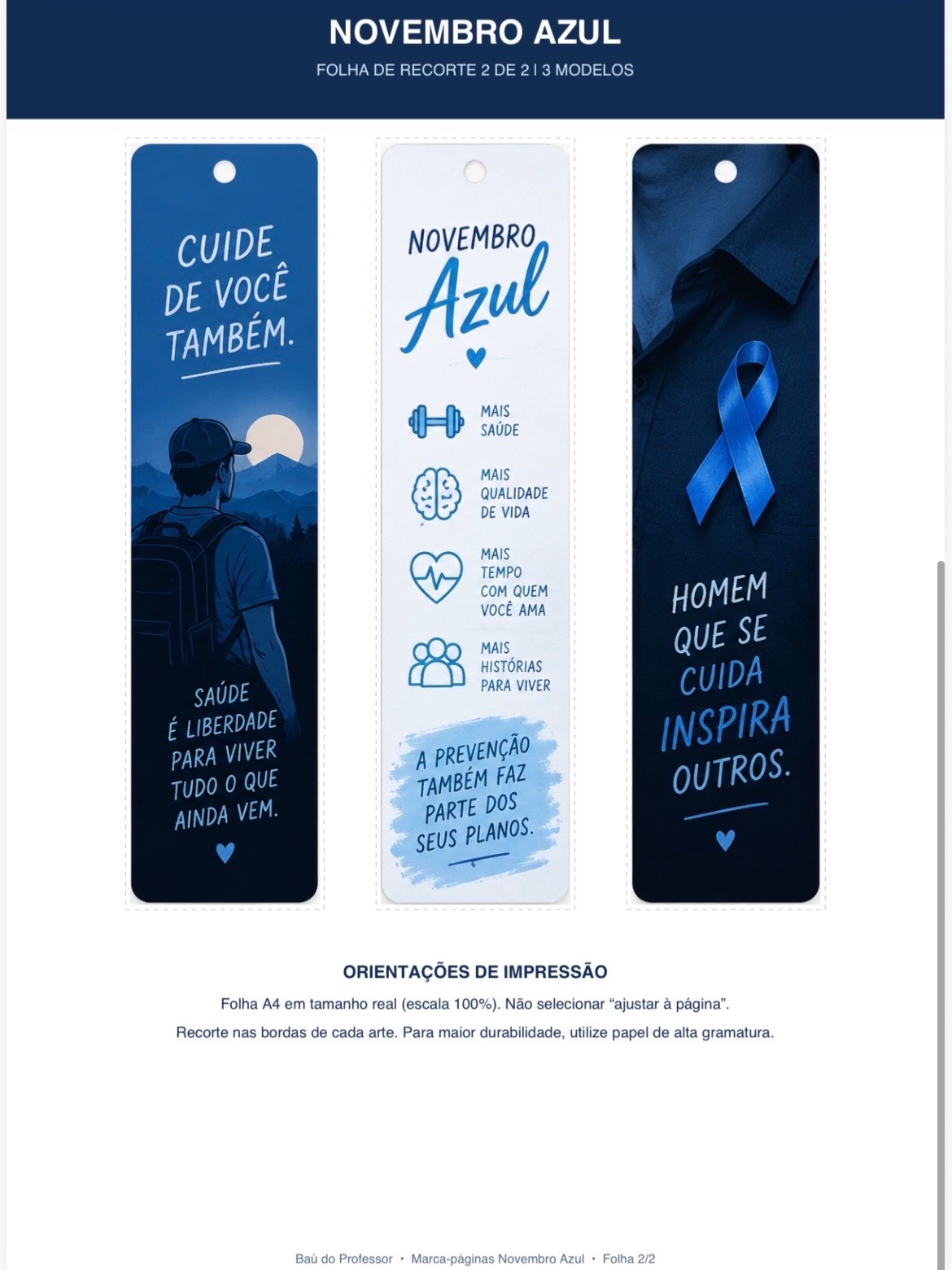 Novembro Azul: Kit 6 Marca-Páginas para Imprimir em PDF — amostra 2: Kit com 6 marca-páginas de Novembro Azul em PDF,… Novembro Azul: Kit 6 Marca-Páginas para Imprimir em PDF — amostra 2: Kit com 6 marca-páginas de Novembro Azul em PDF,…