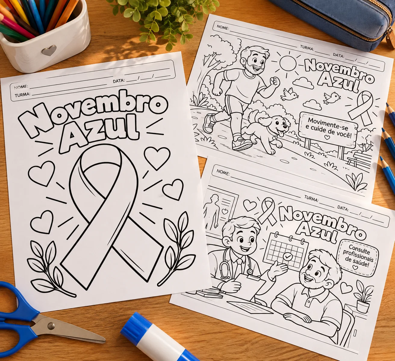 Novembro Azul para Colorir: 10 ilustrações sobre Saúde e Prevenção — amostra 2: O QUE VOCÊ VAI RECEBER?