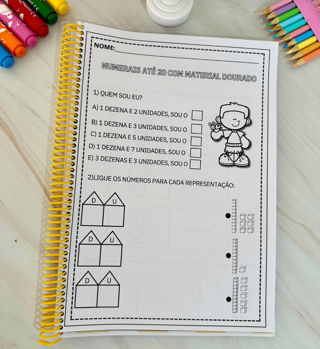 Numerais até 20: apostila com atividades de material dourado — amostra 1: Numerais de 1 a 20 com apoio do material dourado