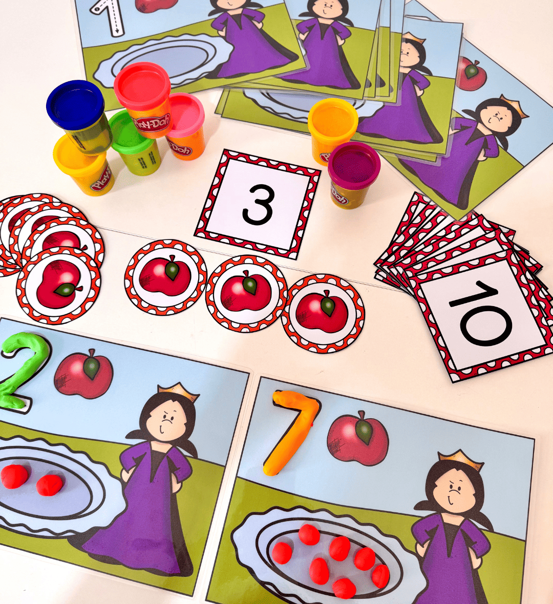 Numerais de 0 a 10: Contando Maçãs para Educação Infantil — amostra 5: Explore os numerais de 0 a 10 com pranchas para…