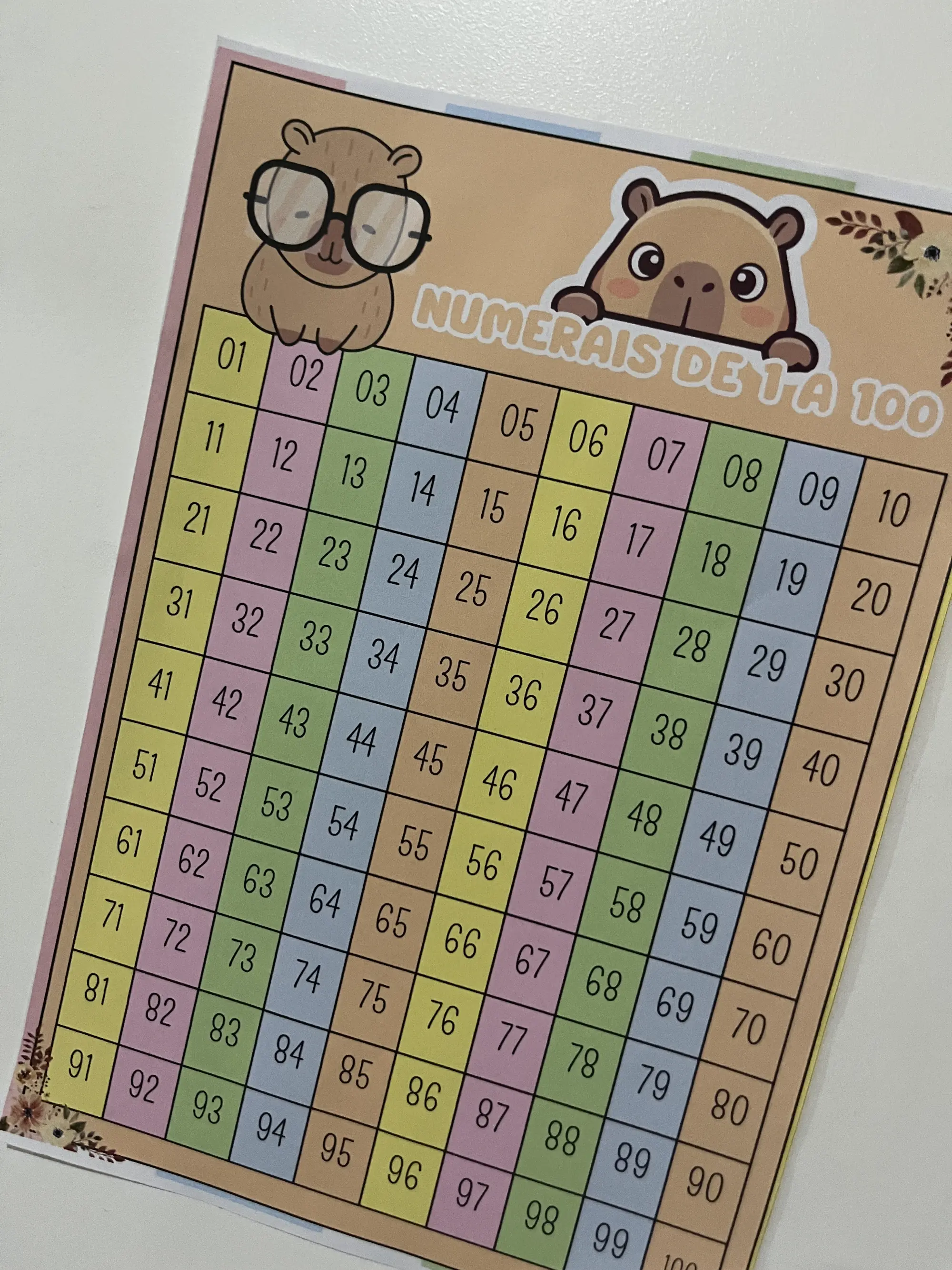 🦫 Numerais de 1 a 100 com Capivara: Atividades Lúdicas de Matemática — amostra 3: Tabela numérica completa de 1 a 100…