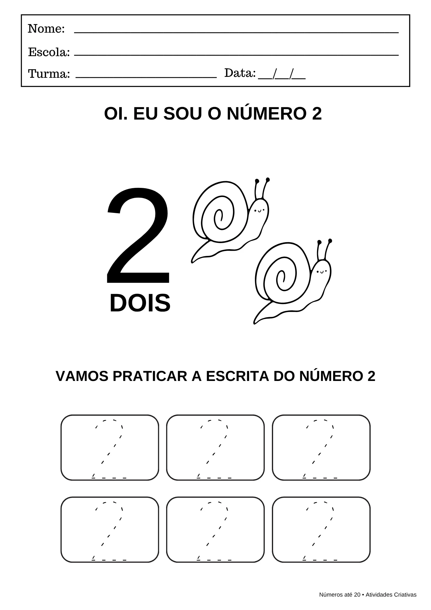 Números até 20 – 28 Atividades Pedagógicas para Imprimir — amostra 1: 20 fichas individuais: uma para cada número de 1 a…