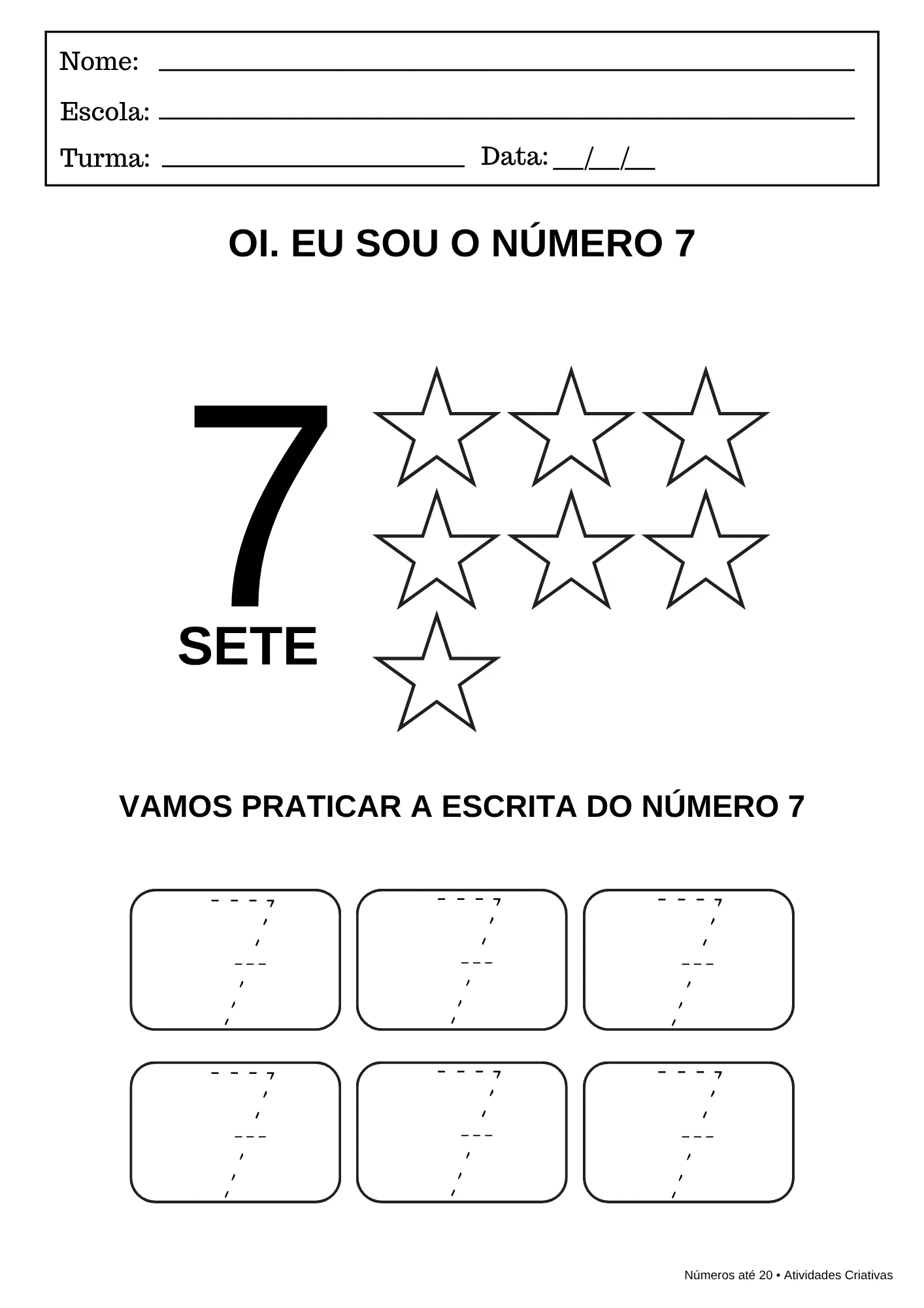 Números até 20 – 28 Atividades Pedagógicas para Imprimir — amostra 2: O Kit Números até 20 foi desenvolvido para auxiliar…