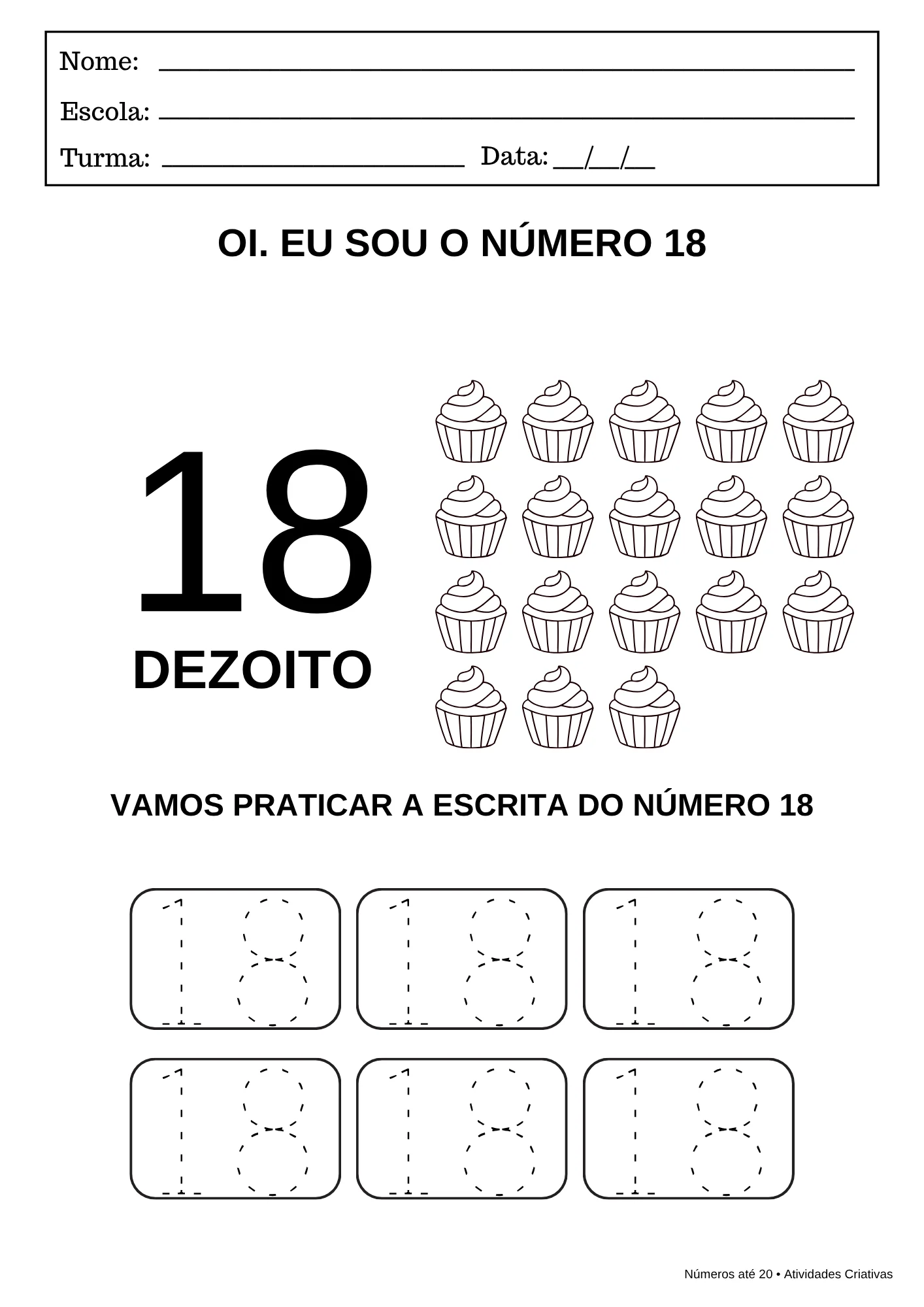 Números até 20 – 28 Atividades Pedagógicas para Imprimir — amostra 4: O Kit Números até 20 foi desenvolvido para auxiliar…