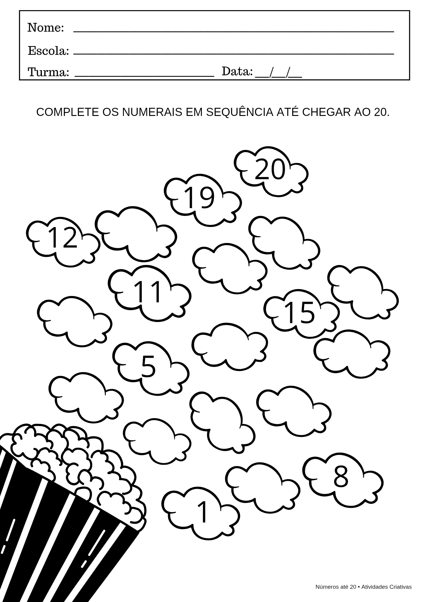 Números até 20 – 28 Atividades Pedagógicas para Imprimir — amostra 6: O Kit Números até 20 foi desenvolvido para auxiliar…