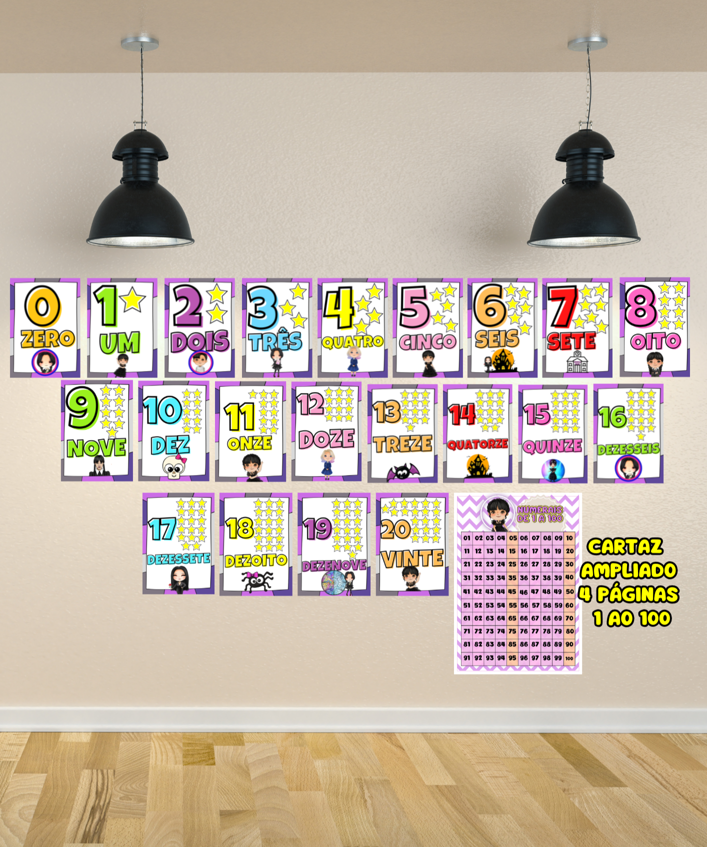 Números de parede: wandinha – PDF para Imprimir — Matemática para Educação Infantil: Para utilizar como ferramenta…