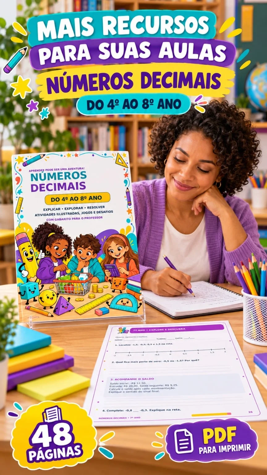 Números Decimais – Apostila 4º ao 8º Ano | 48 Páginas — Jogos pedagógicos para Fundamental II (6º–9º): Apostila Números…