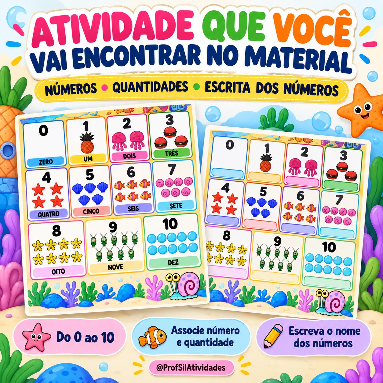 Números e Quantidades do 0 ao 10 - Aprender Brincando — amostra 1: O que você vai encontrar no material?