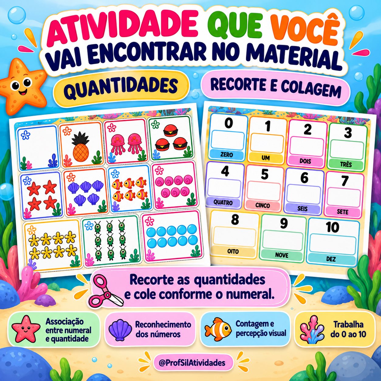Números e Quantidades do 0 ao 10 - Aprender Brincando — amostra 2: Um material lúdico e visual para trabalhar a construção…