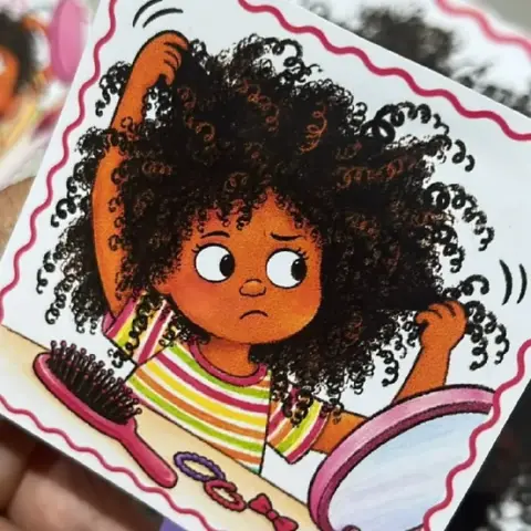 O Cabelo de Lelê: 10 Cenas para Contação de História — amostra 6: Sequência ilustrada de O Cabelo de Lelê com 10 cenas e…