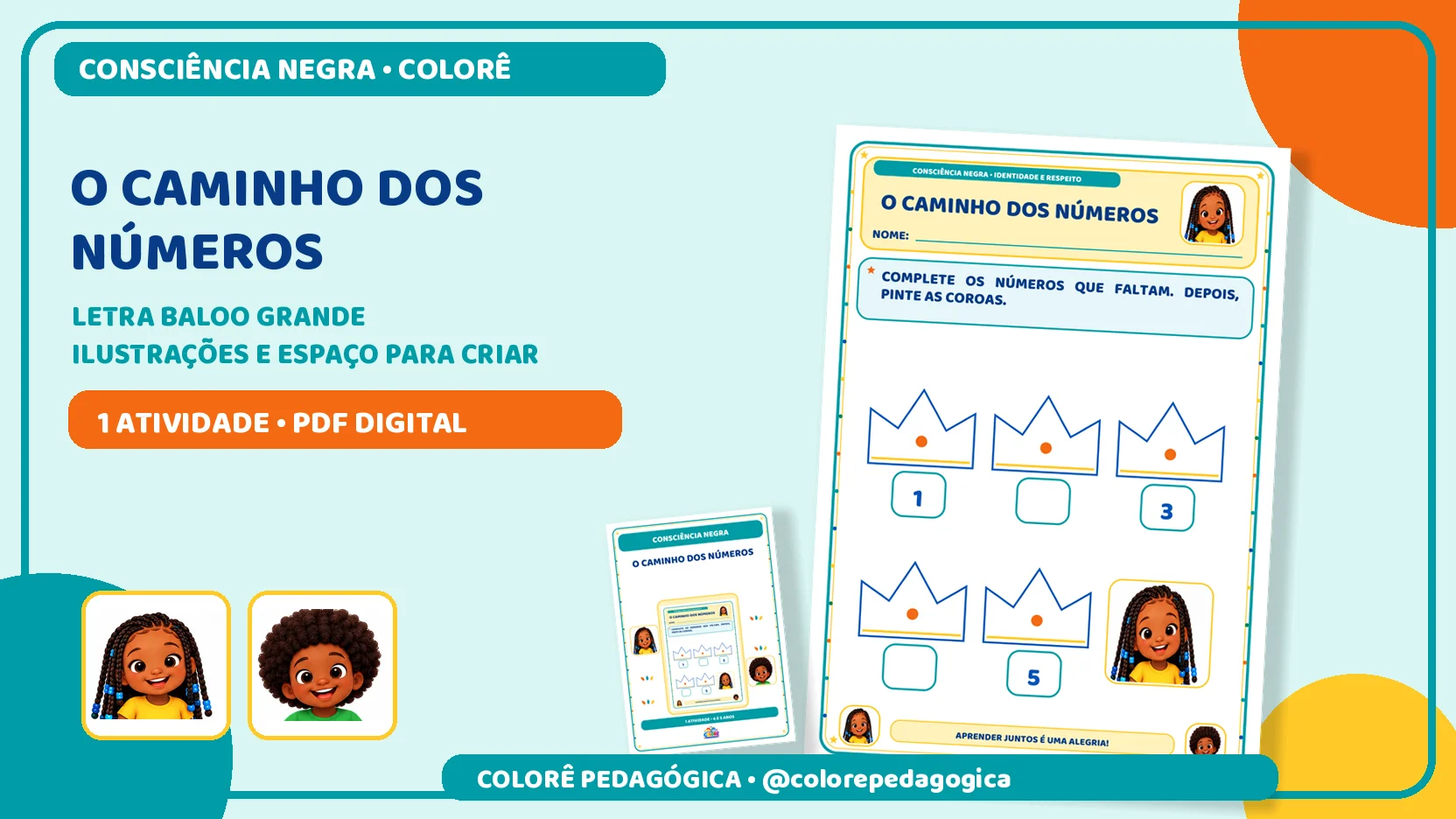 O caminho dos números | Matemática e Consciência Negra — amostra 1: Produto digital para impressão em A4, na orientação…