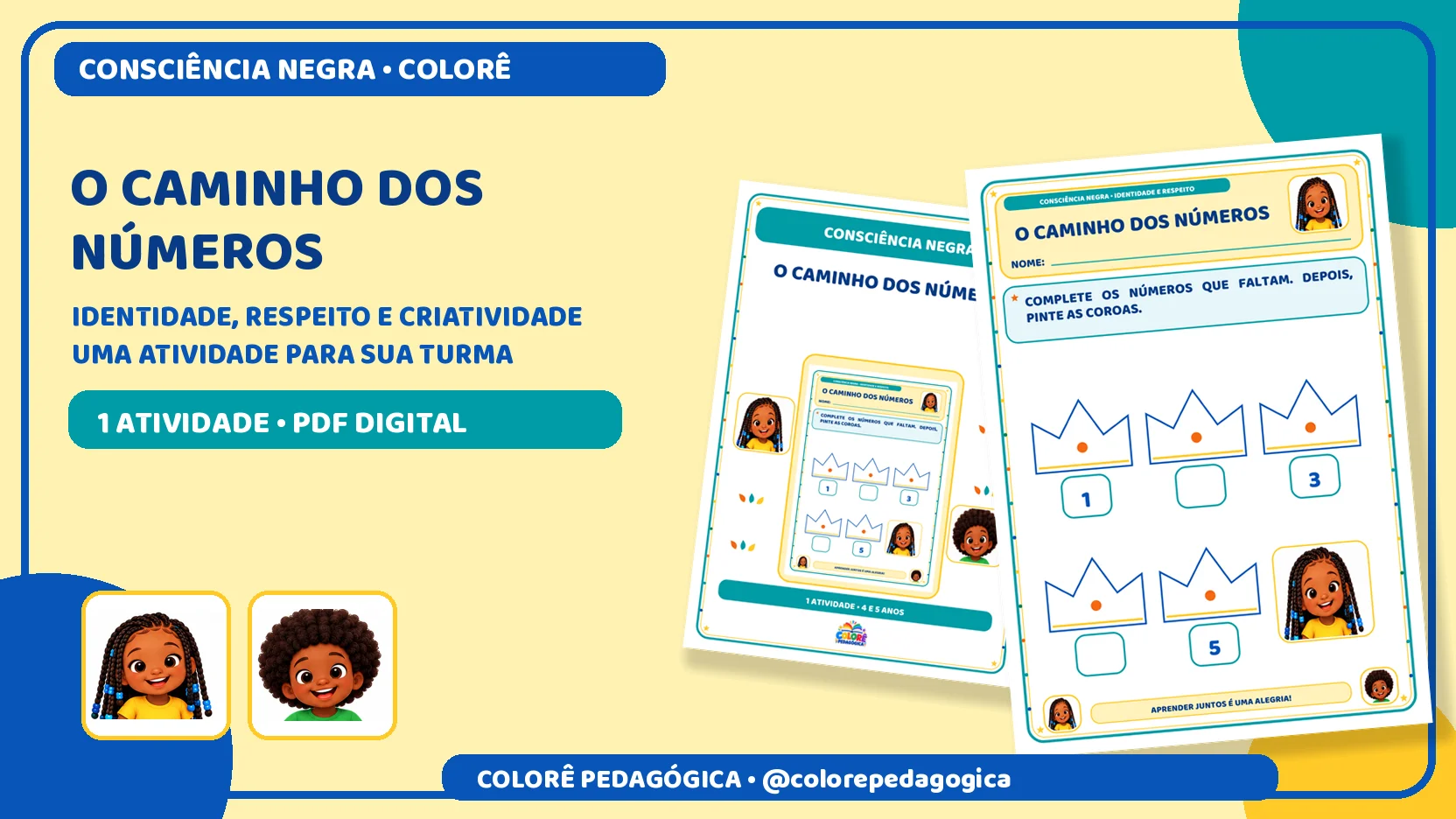 O caminho dos números | Matemática e Consciência Negra — amostra 3: Atividade para completar a sequência numérica de 1 a 5…