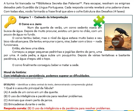 O Código Secreto: Atividade de Português para o 5º Ano com 4 Enigmas — amostra 1: O Código Secreto: Biblioteca das Palavras O Código Secreto: Atividade de Português para o 5º Ano com 4 Enigmas — amostra 1: O Código Secreto: Biblioteca das Palavras
