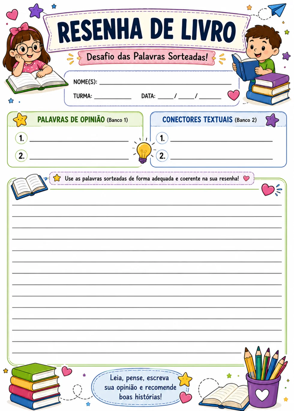 O Desafio das Palavras Sorteadas: Atividade 4 ou 5 ano — amostra 1: O que é a atividade?