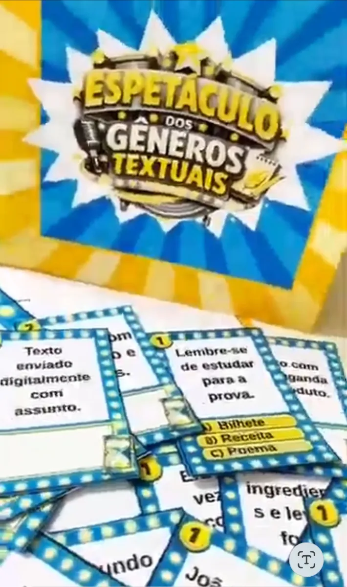O Espetáculo dos Gêneros textuais - Recurso Pedagógico — amostra 5: O jogo que tira o aluno da cadeira e coloca ele como…