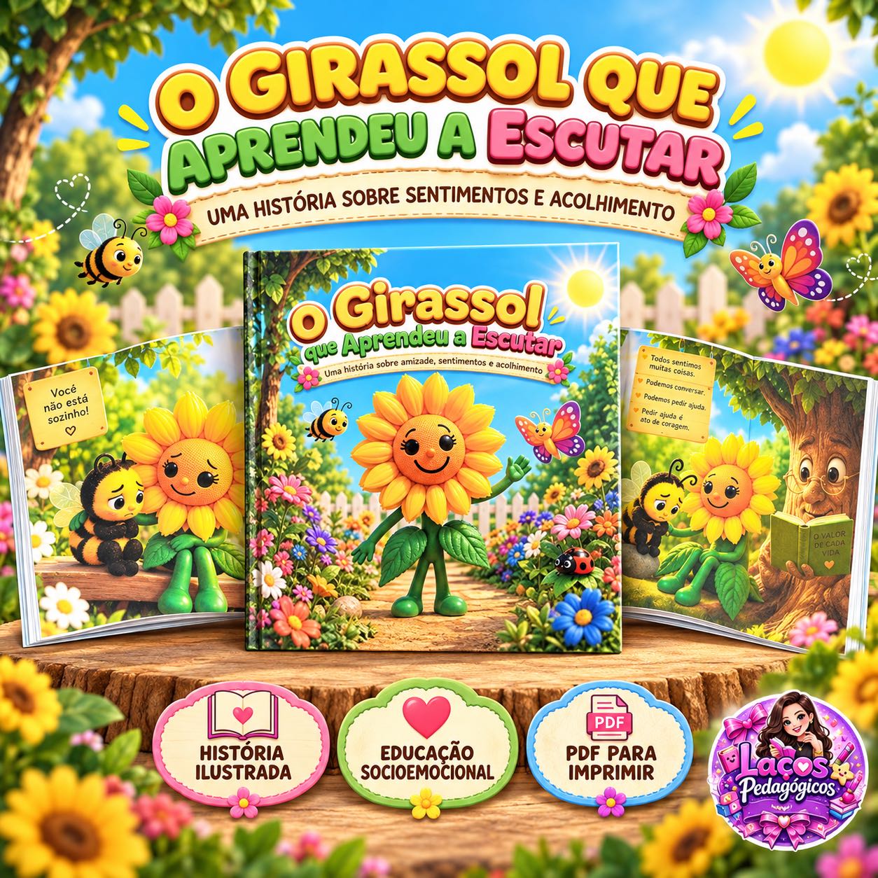 O Girassol que Aprendeu a Escutar: História Infantil Setembro Amarelo — capa do material