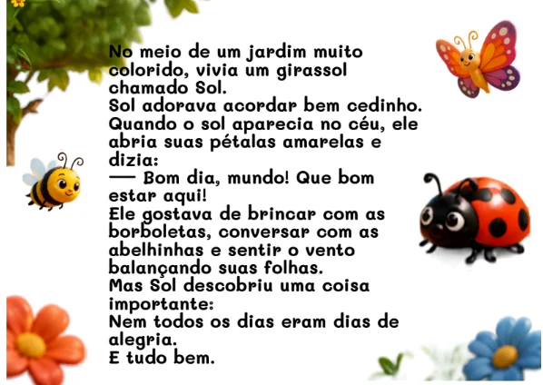 O Girassol que Aprendeu a Escutar – História Setembro Amarelo — amostra 2: Uma história infantil para trabalhar Setembro…
