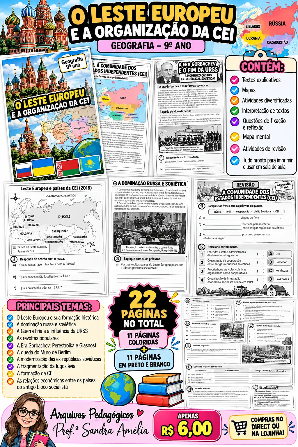 O Leste Europeu e a Organização da CEI – PDF para Imprimir | 9º ano — capa do material