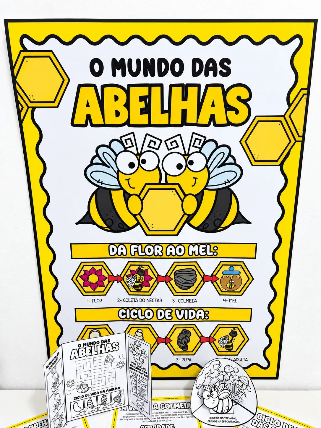 O Mundo das Abelhas Painel 9 Folhas e Atividades - PDF para Imprimir — amostra 5: Kit O Mundo das Abelhas em PDF: painel 9…