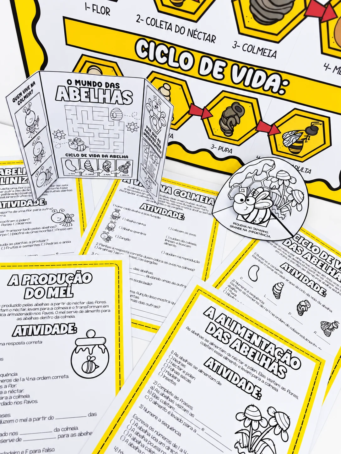 O Mundo das Abelhas Painel 9 Folhas e Atividades - PDF para Imprimir — amostra 7: Kit O Mundo das Abelhas em PDF: painel 9…