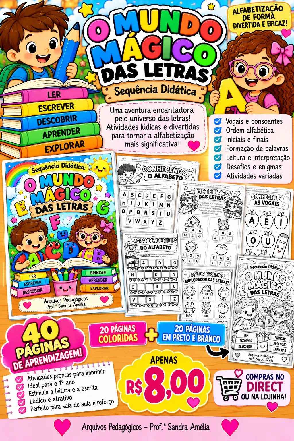 🌈🔤 O MUNDO MÁGICO DAS LETRAS 📚✨ — Alfabetização para 1º ano: 🚨 PROFESSORA, SUA PRÓXIMA AULA DE ALFABETIZAÇÃO VAI…