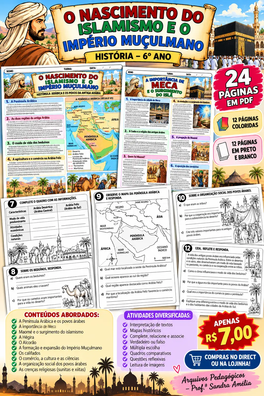 🕌🌙 O NASCIMENTO DO ISLAMISMO E O IMPÉRIO MUÇULMANO – HISTÓRIA | 6º ANOb — capa do material