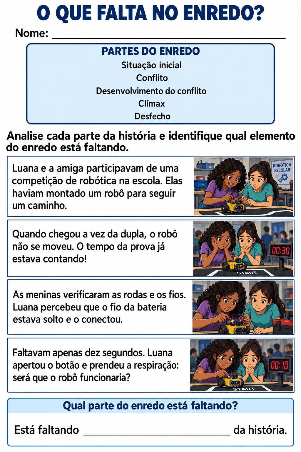 O QUE FALTA NO ENREDO? ATIVIDADE PARA 6° ANO - ELEMENTOS DE ENREDO — amostra 1: O que falta no enredo? | Leitura e…