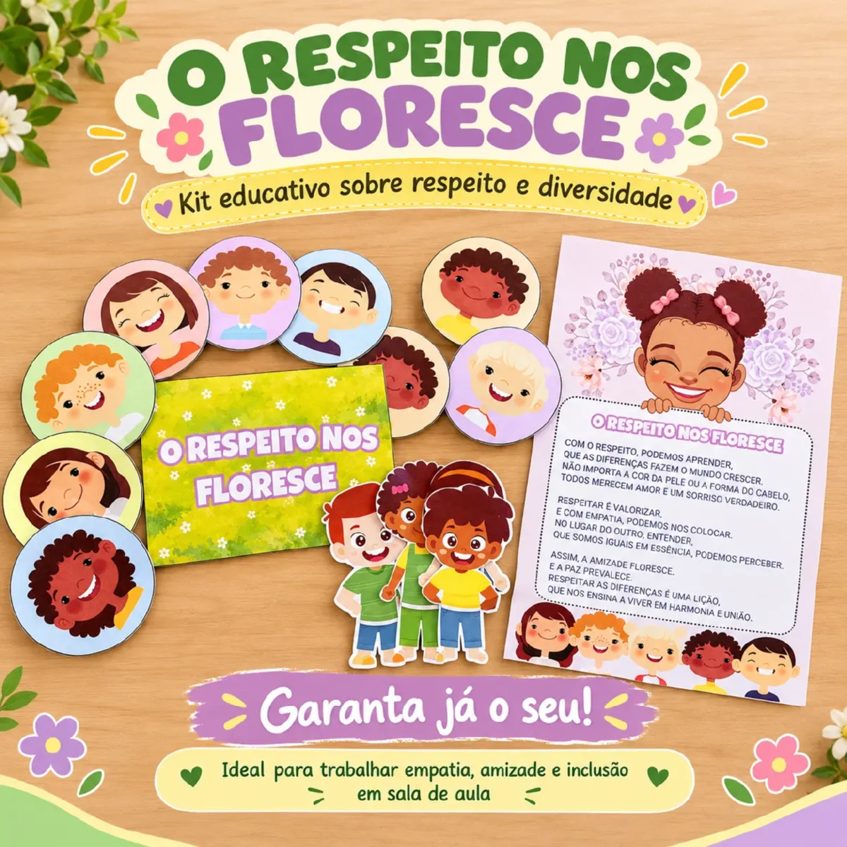 O Respeito nos Floresce – Luva e Cartaz em PDF — Atividades para Educação Infantil: Material pedagógico sobre respeito às…
