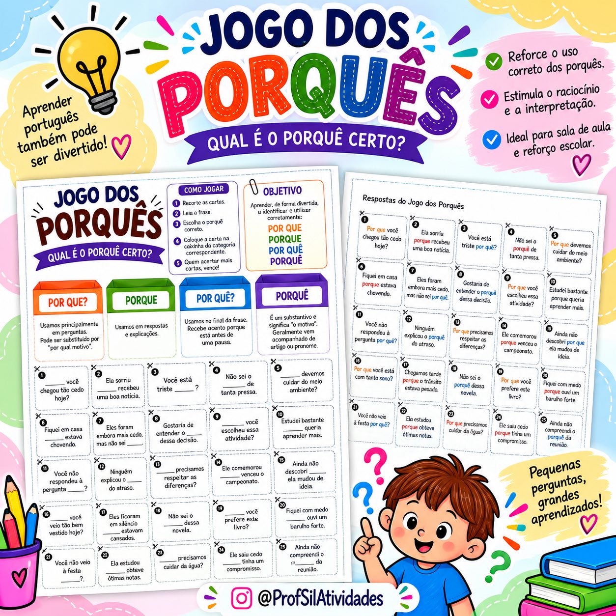O Uso dos Diferentes Porquês em Atividades para 4º e 5º anos. — amostra 4: Material completo e prático para trabalhar o uso…