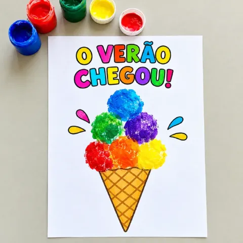 O Verão Chegou! – Atividade de Pintura com Esponja para Imprimir — amostra 1: Transforme a chegada do verão em um momento…