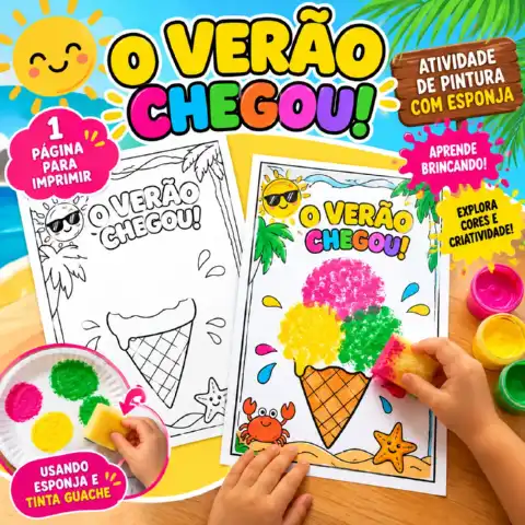 O Verão Chegou! – Atividade de Pintura com Esponja para Imprimir — capa do material