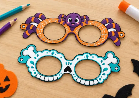 Óculos de Halloween para Imprimir – 10 Modelos Divertidos — amostra 3: Kit digital com 10 modelos de óculos de Halloween…