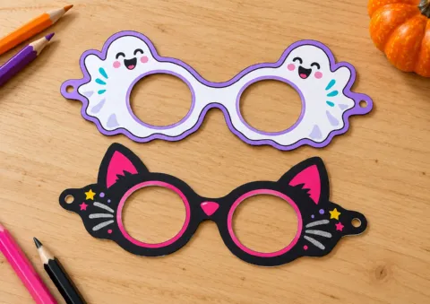 Óculos de Halloween para Imprimir – 10 Modelos Divertidos — amostra 5: Kit digital com 10 modelos de óculos de Halloween…
