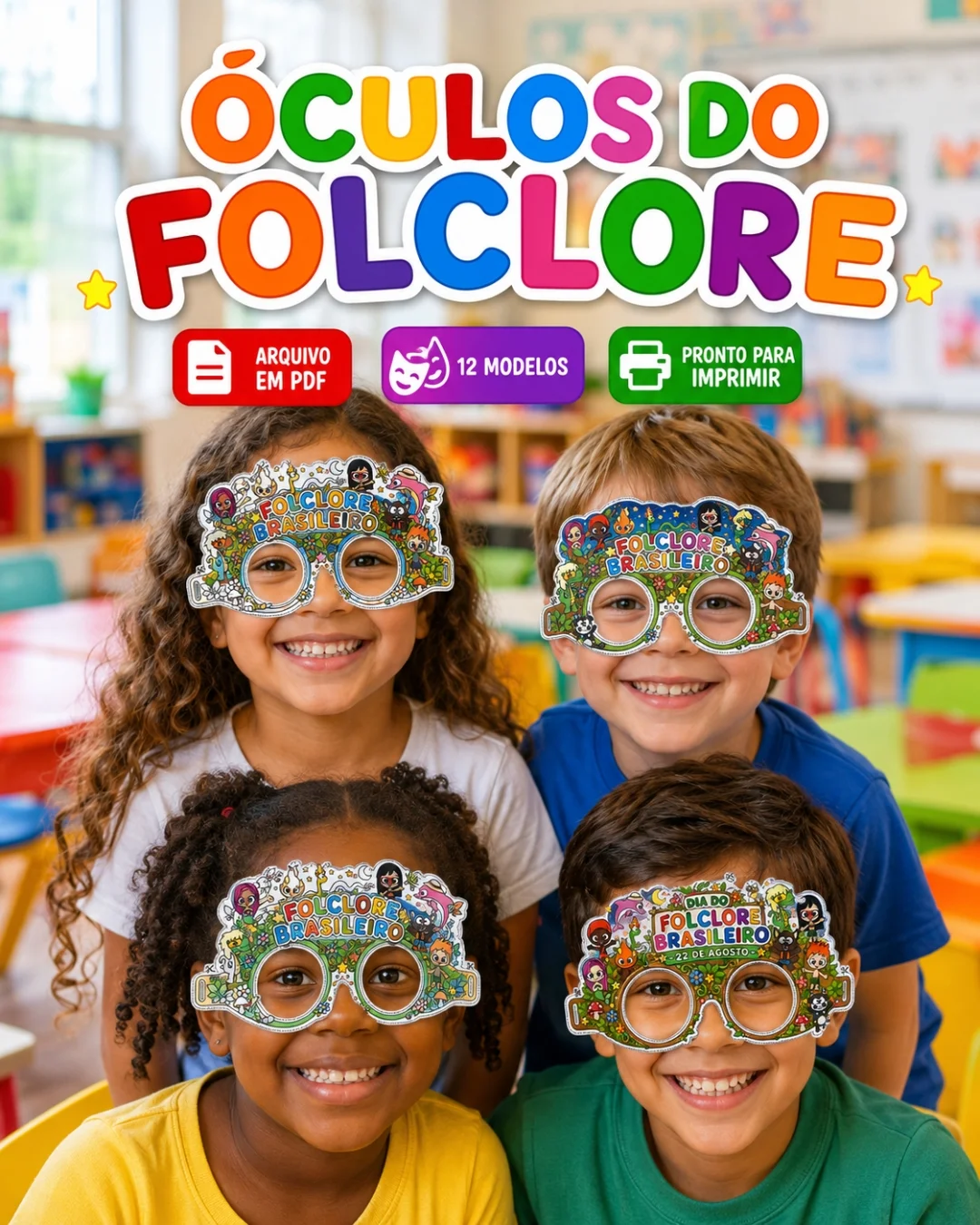 Óculos do folclore brasileiro – PDF para Imprimir — capa do material