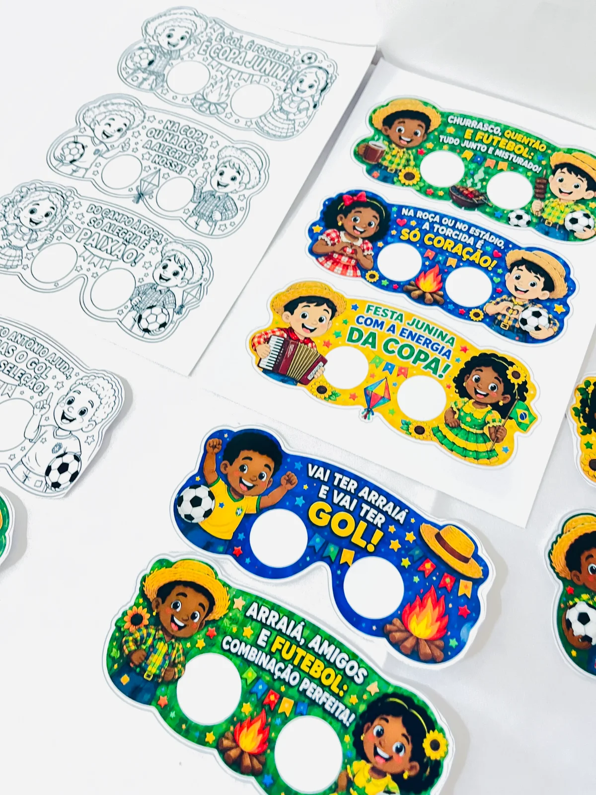 Óculos Festa Copa Junina ⚽🌽 — amostra 1: Deixe a Festa Copa Junina ainda mais divertida com este kit de óculos temáticos