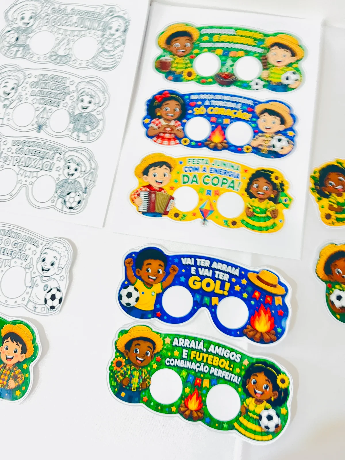 Óculos Festa Copa Junina ⚽🌽 — amostra 3: Deixe a Festa Copa Junina ainda mais divertida com este kit de óculos temáticos