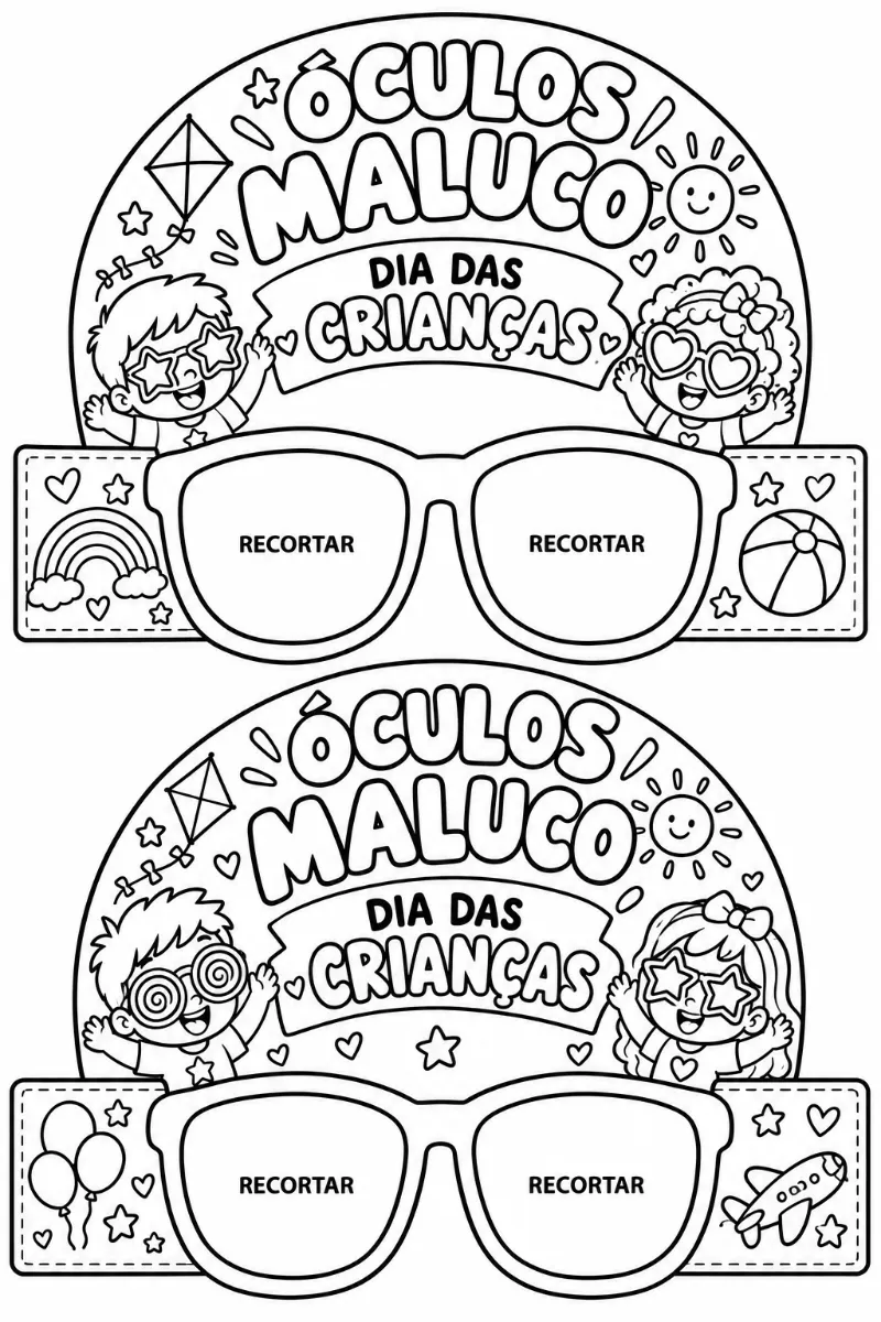 Óculos Maluco para Imprimir – Dia das Crianças — amostra 1: Óculos Maluco para imprimir e usar no Dia das Crianças
