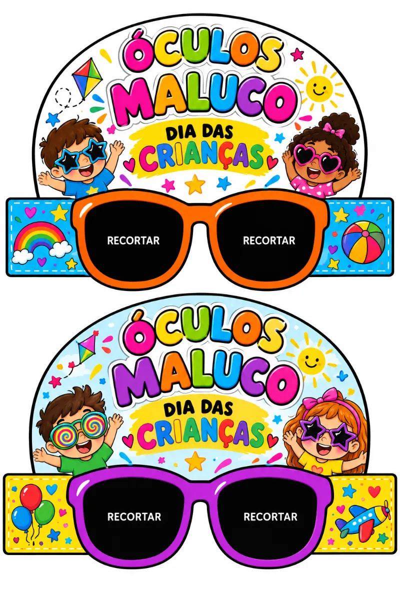Óculos Maluco para Imprimir – Dia das Crianças — Datas comemorativas para Educação Infantil: Óculos Maluco para imprimir e…