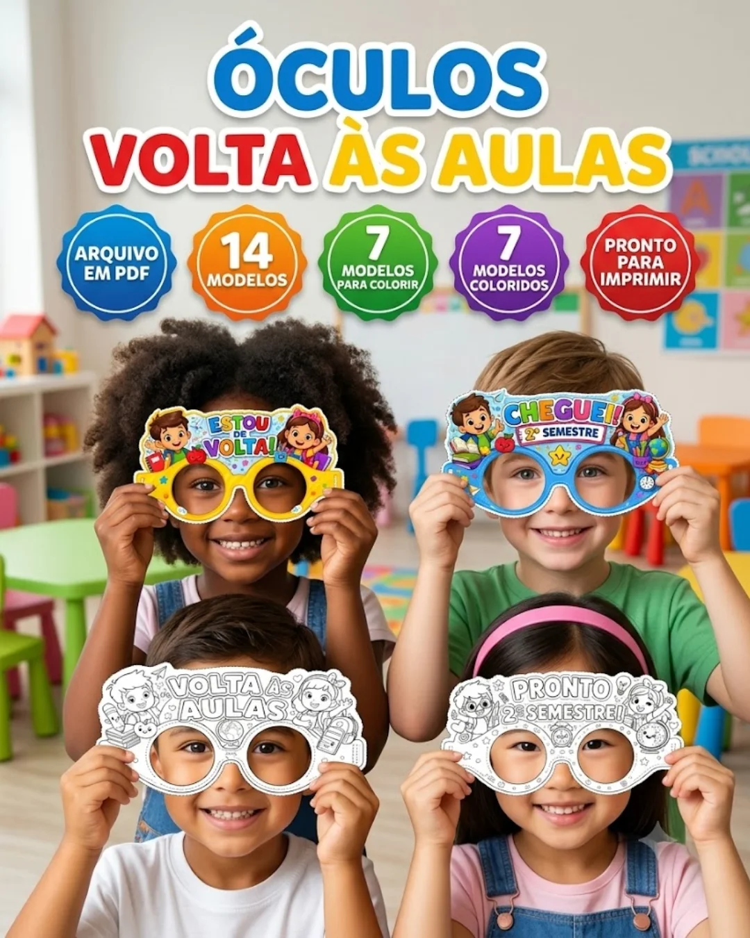 Óculos volta às aulas – PDF para Imprimir — Datas comemorativas para Educação Infantil: Deixe a volta às aulas ainda mais…