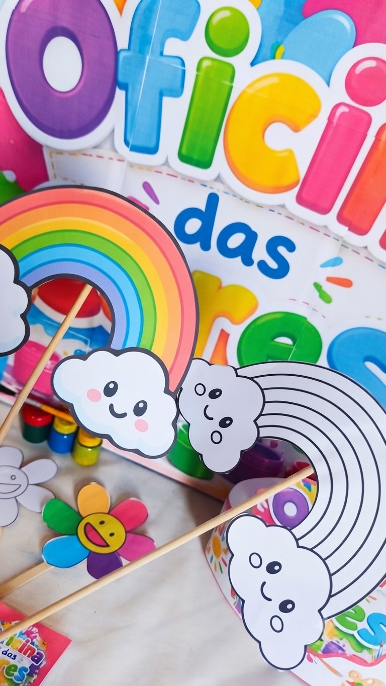 Oficina das Cores para Educação Infantil com Painel e Atividades — amostra 4: Kit pedagógico lúdico para trabalhar cores,…