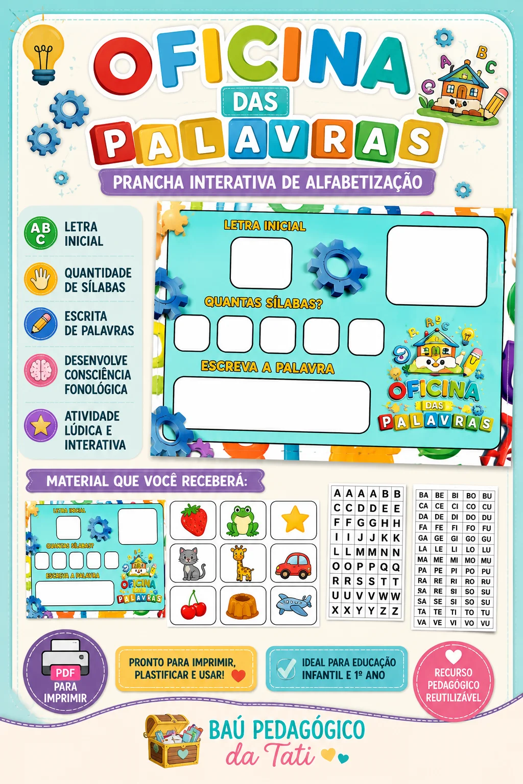 Oficina das Palavras: Prancha Interativa de Alfabetização — amostra 2: 🎯 Habilidades desenvolvidas