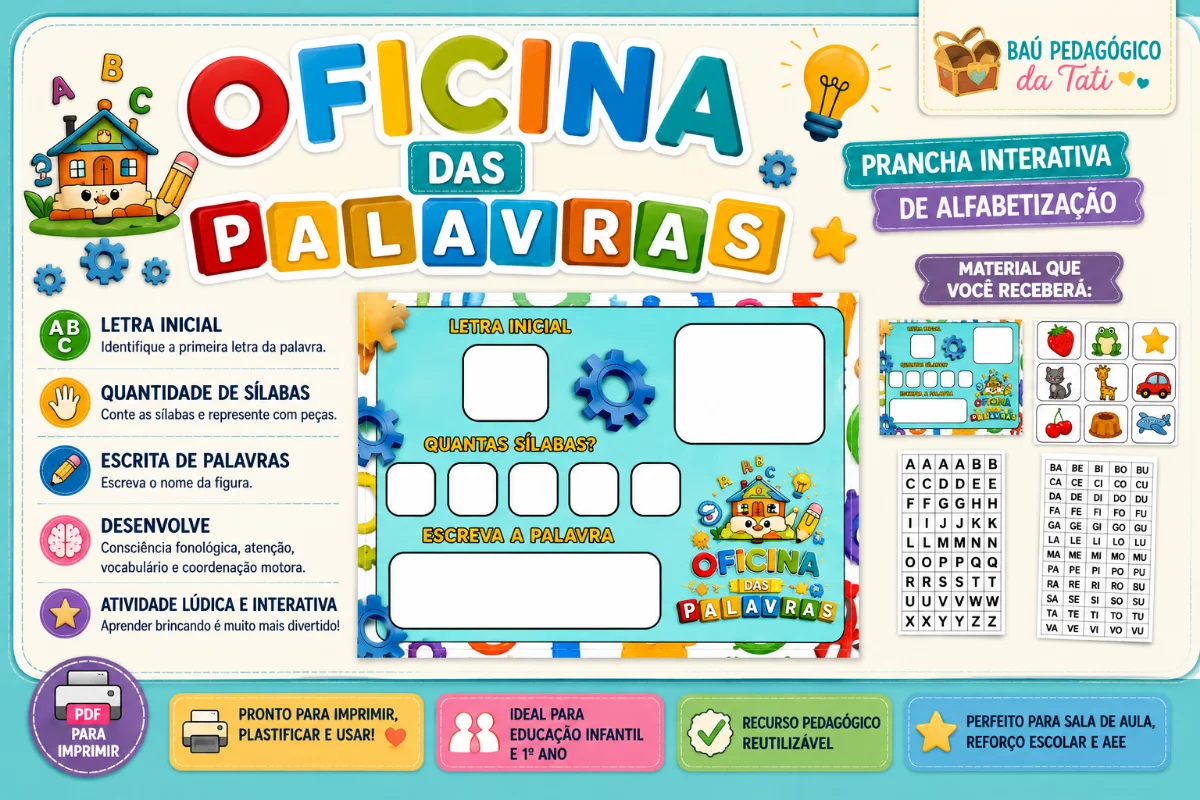 Oficina das Palavras: Prancha Interativa de Alfabetização — Alfabetização para Educação Infantil: Prancha interativa de…