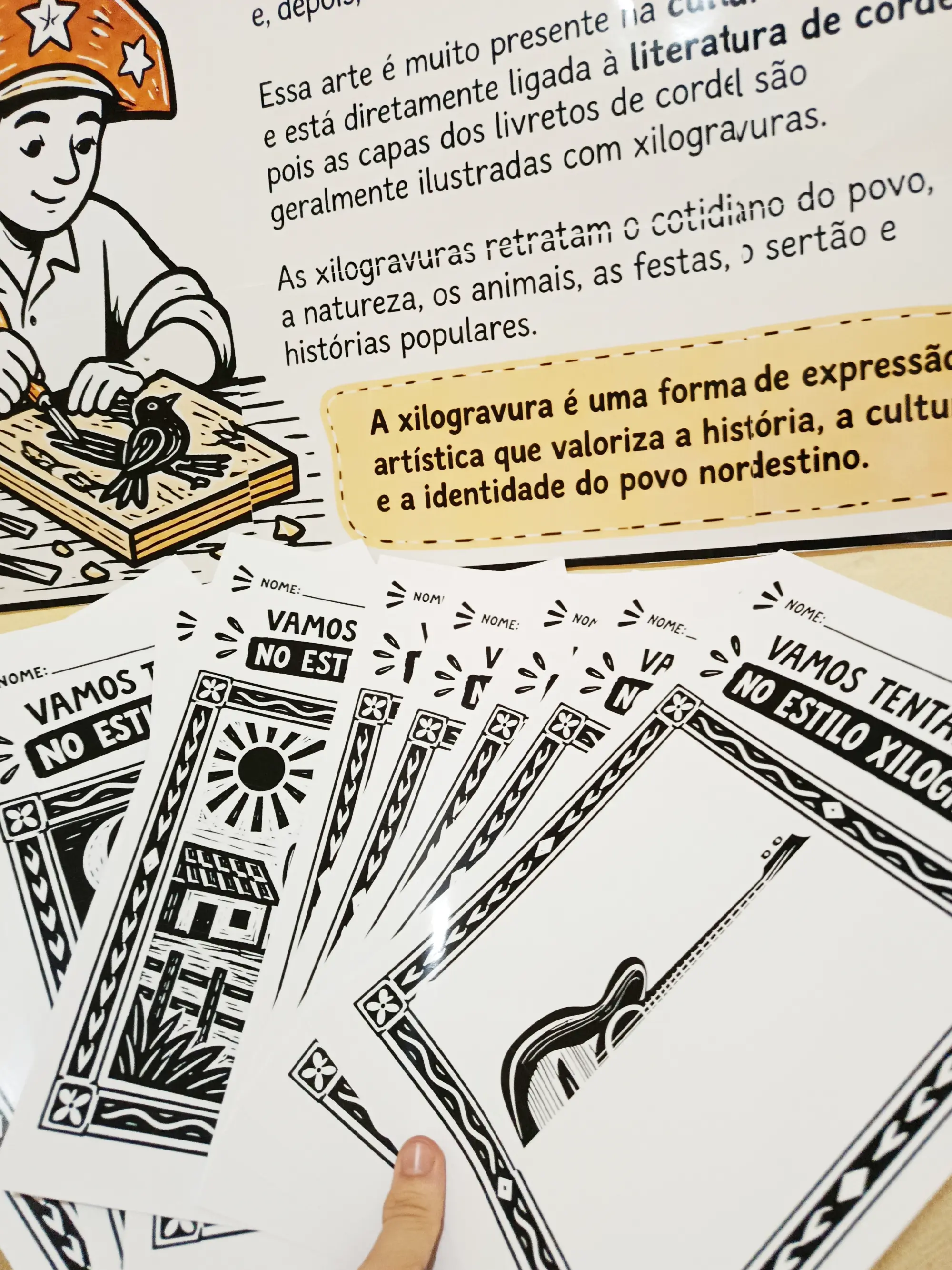 Oficina de Arte em Xilogravura - Cultura Nordestina - Para Imprimir — amostra 6: Explore a cultura nordestina com uma…