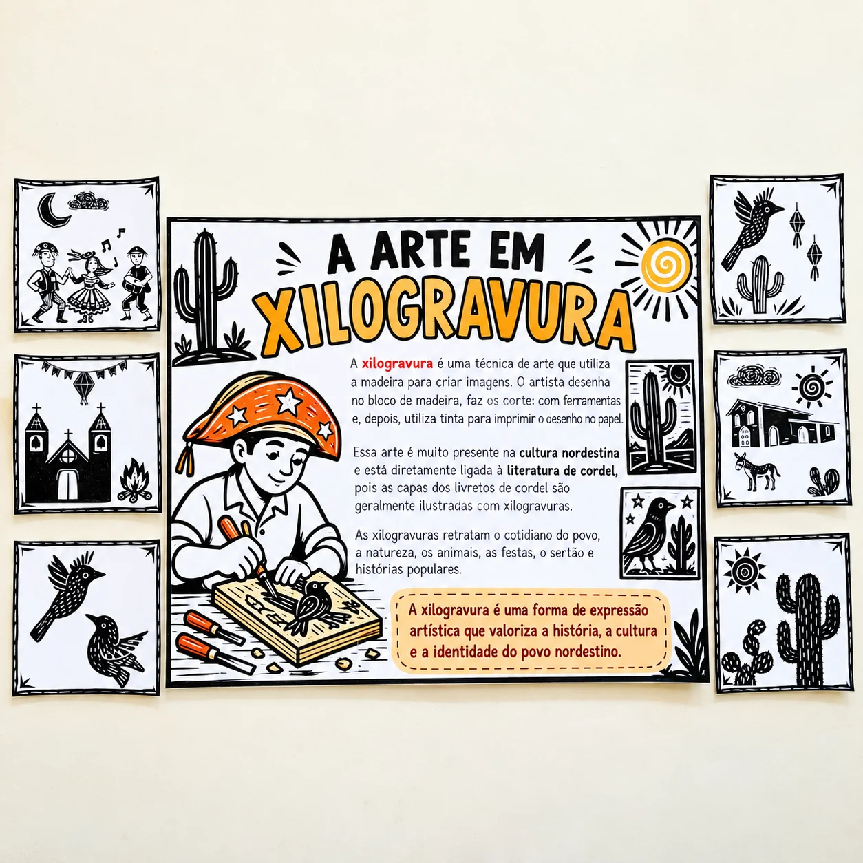 Oficina de Arte em Xilogravura - Cultura Nordestina - Para Imprimir — Datas comemorativas para 5º ano: Explore a cultura…