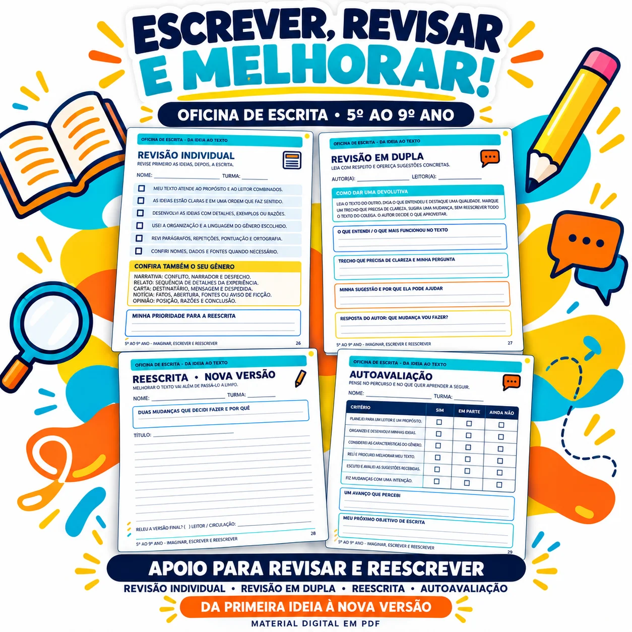Oficina de Escrita 5º ao 9º Ano – Produção Textual — capa do material