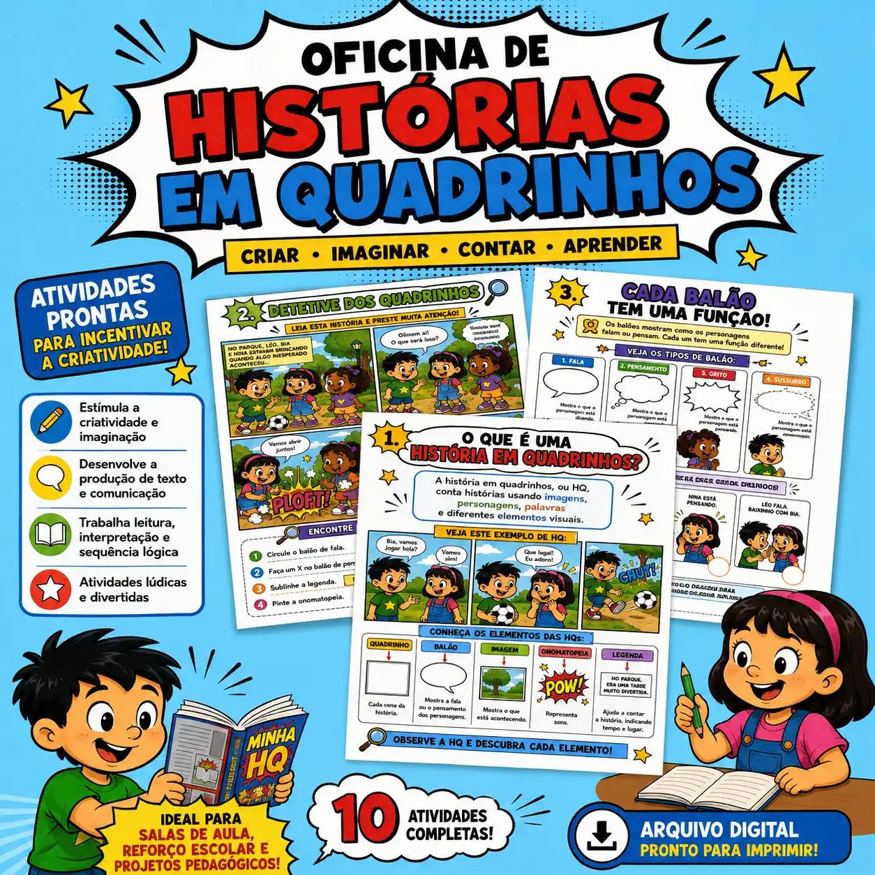 OFICINA DE HISTÓRIA EM QUADRINHOS - PRODUÇÃO DE TEXTO — capa do material