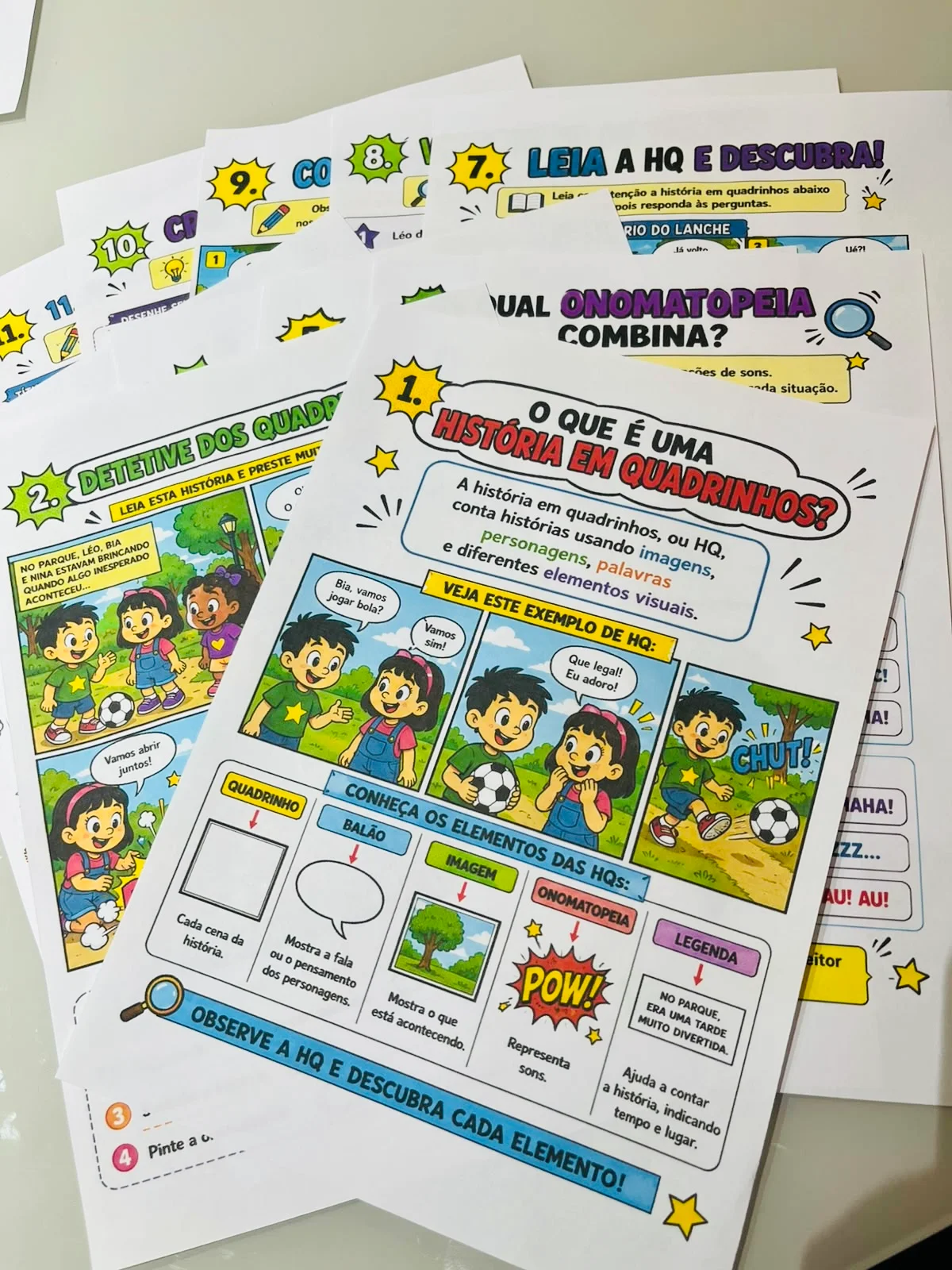 Oficina de Histórias em Quadrinhos e Jogo das Onomatopeias – 1° ao 3° Ano — amostra 1: Oficina completa de histórias em…
