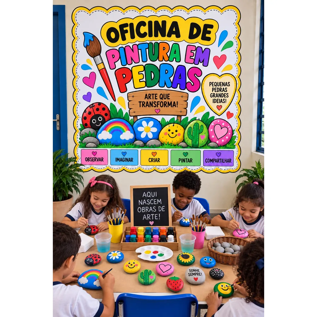 Oficina de Pintura em Pedras – Arte Criativa para Crianças — Atividades para 3º ano: Kit completo para organizar uma…