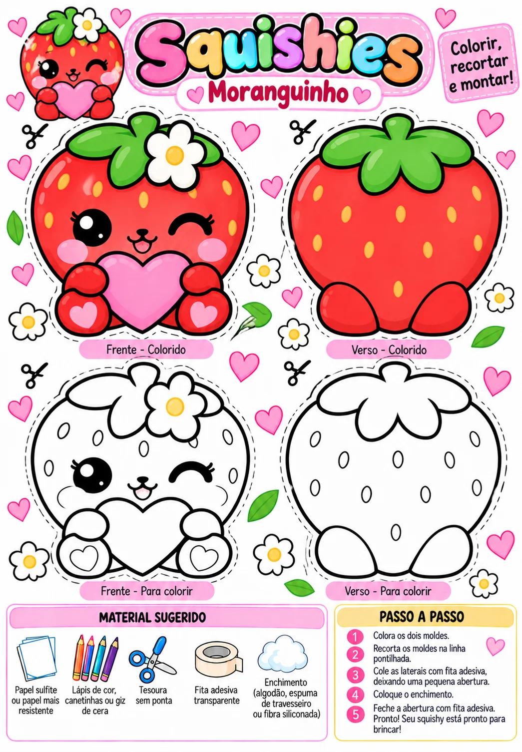 Oficina de Squishies Bichinhos Fofos – 10 Modelos para Montar — amostra 2: O material inclui